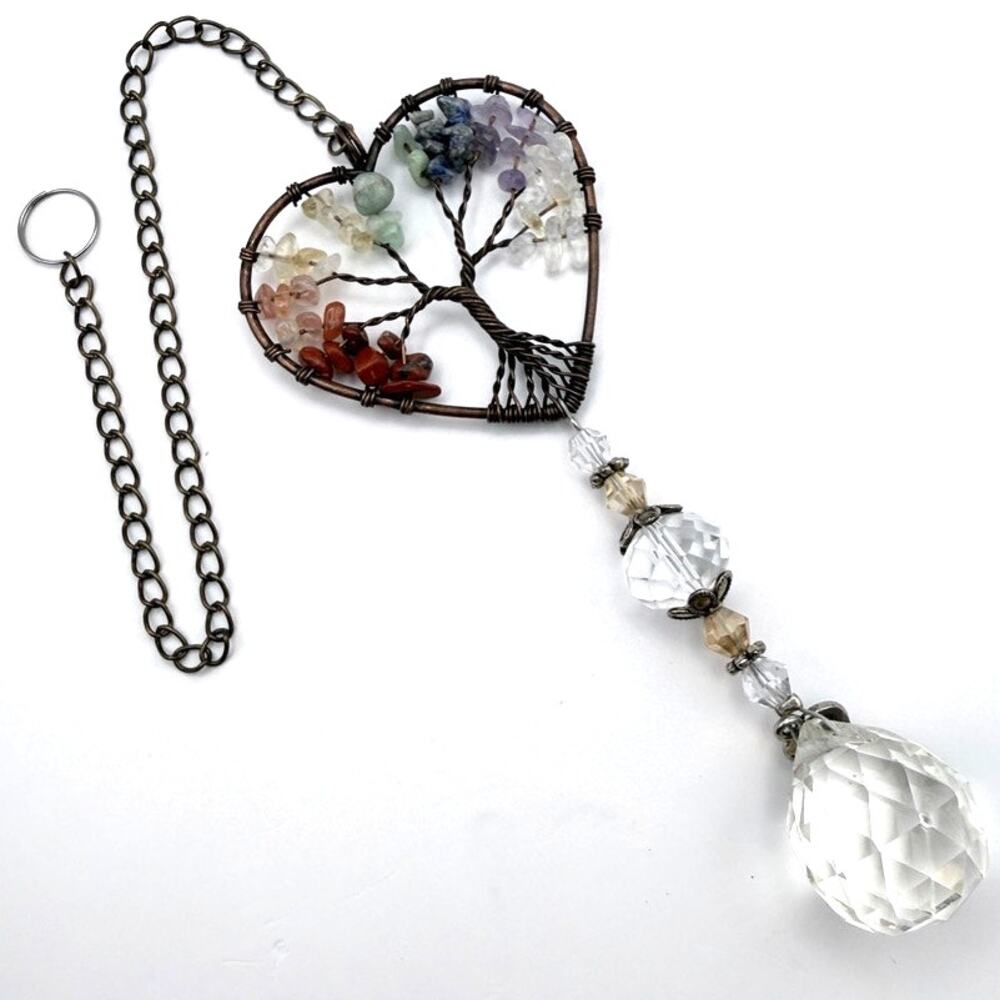 MADE WITH LOVE Suncatcher Tree of Life Crystal Amethyst Jade Quartz Sodalite New
